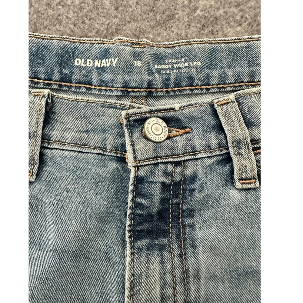 NWT Old Navy Baggy Wide Leg Jeans‎ Girls 18/30 Waist Blue Y2K 90s Streetwear